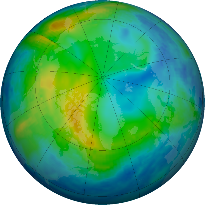 Arctic ozone map for 20 November 1992